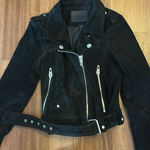 Blanc NYC Suede moto jacket black